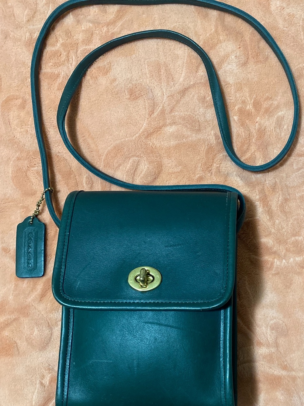 Rare Vintage Coach Forest Green Scooter Leather Crossbody Bag 9893 - Picture 1 of 16